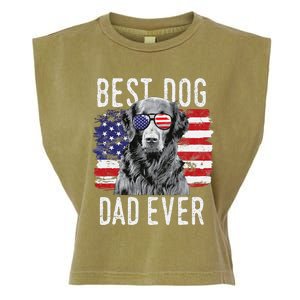 American Flag Best Dog Dad Ever Flatcoated Retriever Usa Garment-Dyed Women's Muscle Tee