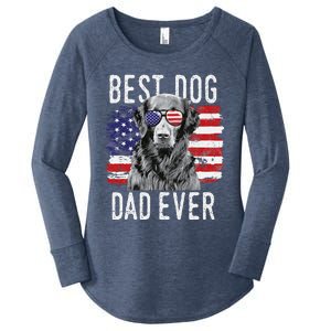 American Flag Best Dog Dad Ever Flatcoated Retriever Usa Women's Perfect Tri Tunic Long Sleeve Shirt