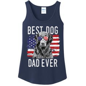 American Flag Best Dog Dad Ever Flatcoated Retriever Usa Ladies Essential Tank