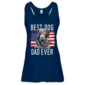 American Flag Best Dog Dad Ever Flatcoated Retriever Usa Ladies Essential Flowy Tank