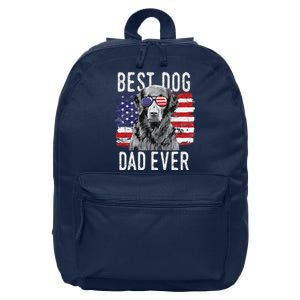 American Flag Best Dog Dad Ever Flatcoated Retriever Usa 16 in Basic Backpack