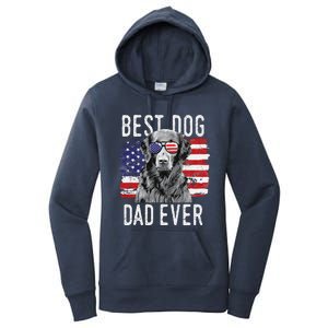 American Flag Best Dog Dad Ever Flatcoated Retriever Usa Women's Pullover Hoodie