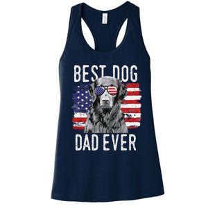 American Flag Best Dog Dad Ever Flatcoated Retriever Usa Women's Racerback Tank