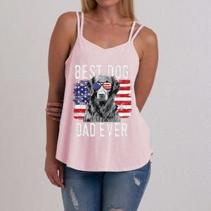 American Flag Best Dog Dad Ever Flatcoated Retriever Usa Women's Strappy Tank