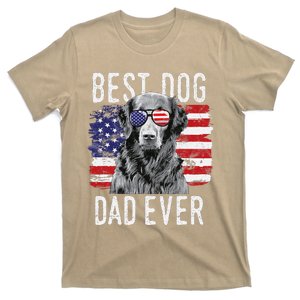 American Flag Best Dog Dad Ever Flatcoated Retriever Usa T-Shirt