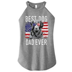 American Flag Best Dog Dad Ever Flatcoated Retriever Usa Women's Perfect Tri Rocker Tank