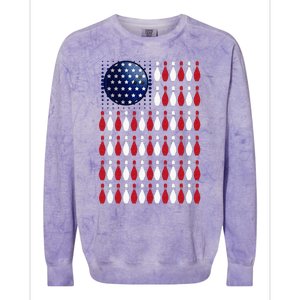 American Flag Bowling Bowler Gifts For Bowling Team Colorblast Crewneck Sweatshirt