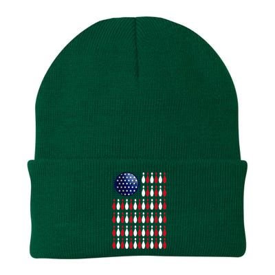 American Flag Bowling Bowler Gifts For Bowling Team Knit Cap Winter Beanie