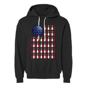 American Flag Bowling Bowler Gifts For Bowling Team Garment-Dyed Fleece Hoodie