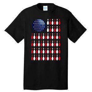 American Flag Bowling Bowler Gifts For Bowling Team Tall T-Shirt