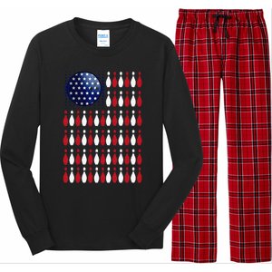 American Flag Bowling Bowler Gifts For Bowling Team Long Sleeve Pajama Set