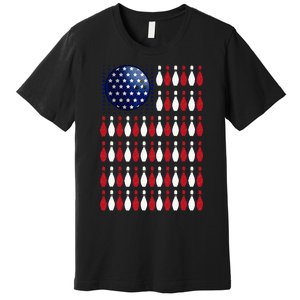 American Flag Bowling Bowler Gifts For Bowling Team Premium T-Shirt