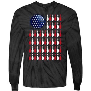 American Flag Bowling Bowler Gifts For Bowling Team Tie-Dye Long Sleeve Shirt