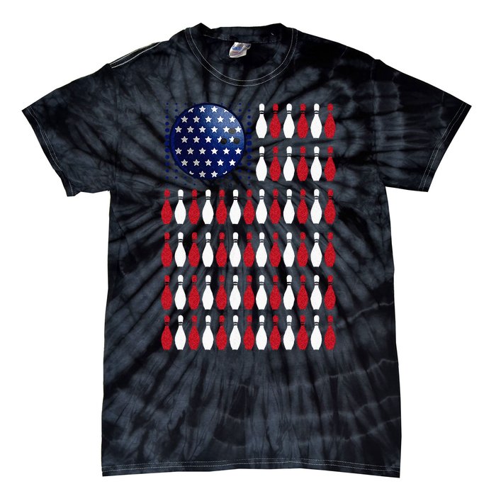 American Flag Bowling Bowler Gifts For Bowling Team Tie-Dye T-Shirt