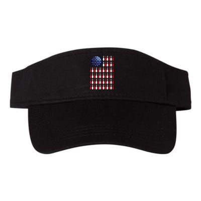 American Flag Bowling Bowler Gifts For Bowling Team Valucap Bio-Washed Visor