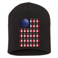 American Flag Bowling Bowler Gifts For Bowling Team Short Acrylic Beanie