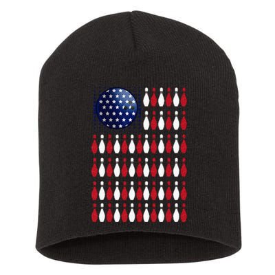 American Flag Bowling Bowler Gifts For Bowling Team Short Acrylic Beanie