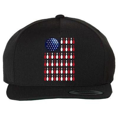 American Flag Bowling Bowler Gifts For Bowling Team Wool Snapback Cap