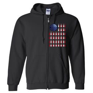 American Flag Bowling Bowler Gifts For Bowling Team Full Zip Hoodie