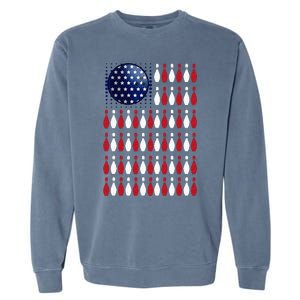 American Flag Bowling Bowler Gifts For Bowling Team Garment-Dyed Sweatshirt