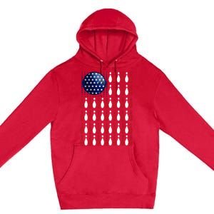 American Flag Bowling Bowler Gifts For Bowling Team Premium Pullover Hoodie