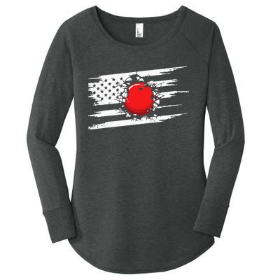 American Flag Bowling Apparel Bowling Women's Perfect Tri Tunic Long Sleeve Shirt