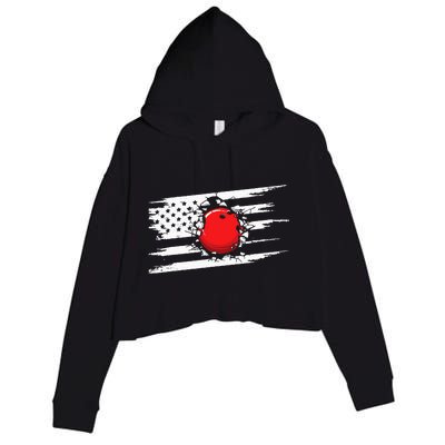 American Flag Bowling Apparel Bowling Crop Fleece Hoodie