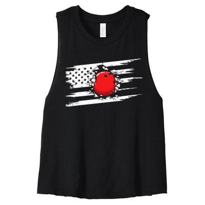 American Flag Bowling Apparel Bowling Women's Racerback Cropped Tank