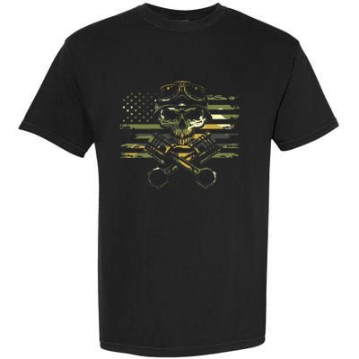 American Flag Biker Motorcycle Garment-Dyed Heavyweight T-Shirt