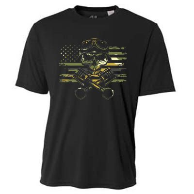 American Flag Biker Motorcycle Cooling Performance Crew T-Shirt