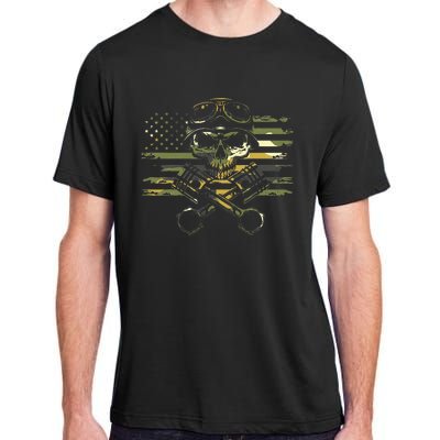 American Flag Biker Motorcycle Adult ChromaSoft Performance T-Shirt