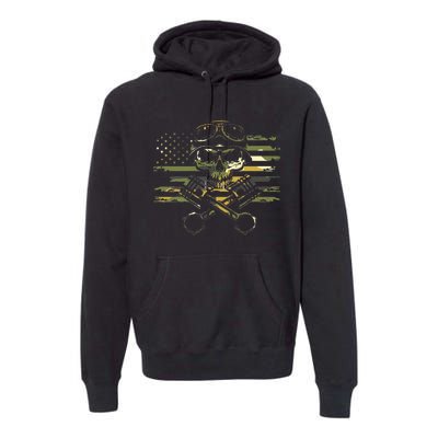 American Flag Biker Motorcycle Premium Hoodie