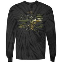 American Flag Biker Motorcycle Tie-Dye Long Sleeve Shirt