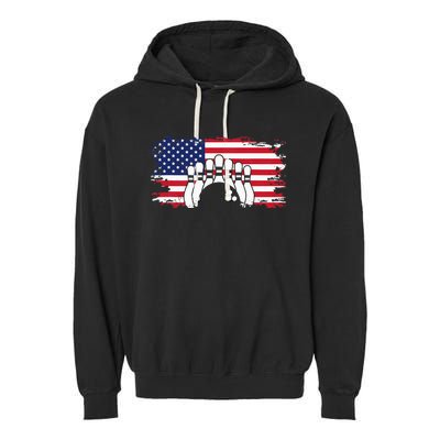 American Flag Bowling Apparel Bowling Garment-Dyed Fleece Hoodie