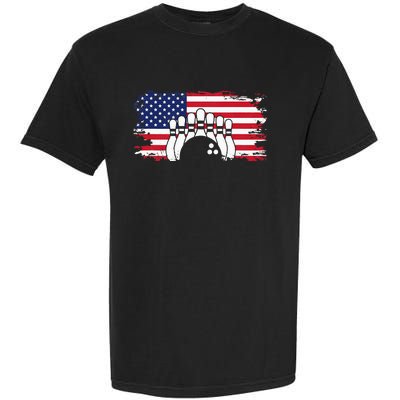 American Flag Bowling Apparel Bowling Garment-Dyed Heavyweight T-Shirt