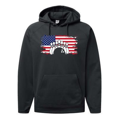 American Flag Bowling Apparel Bowling Performance Fleece Hoodie