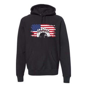 American Flag Bowling Apparel Bowling Premium Hoodie