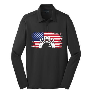 American Flag Bowling Apparel Bowling Silk Touch Performance Long Sleeve Polo