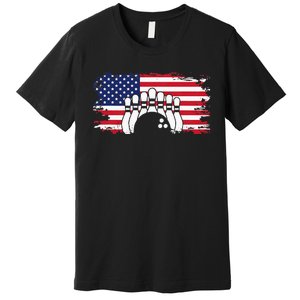 American Flag Bowling Apparel Bowling Premium T-Shirt