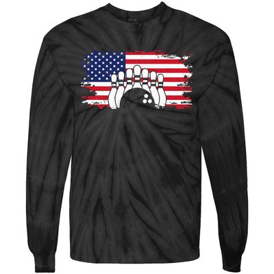 American Flag Bowling Apparel Bowling Tie-Dye Long Sleeve Shirt