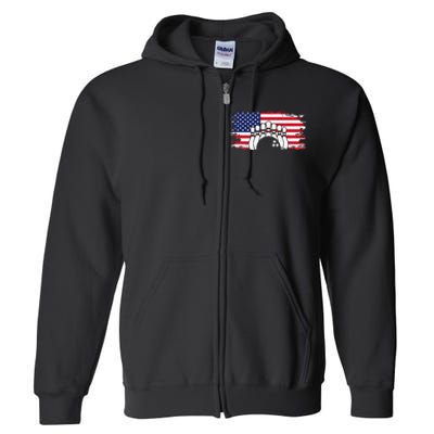 American Flag Bowling Apparel Bowling Full Zip Hoodie