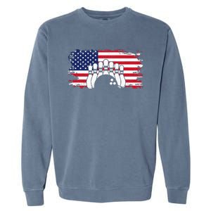 American Flag Bowling Apparel Bowling Garment-Dyed Sweatshirt