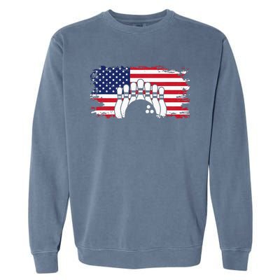 American Flag Bowling Apparel Bowling Garment-Dyed Sweatshirt