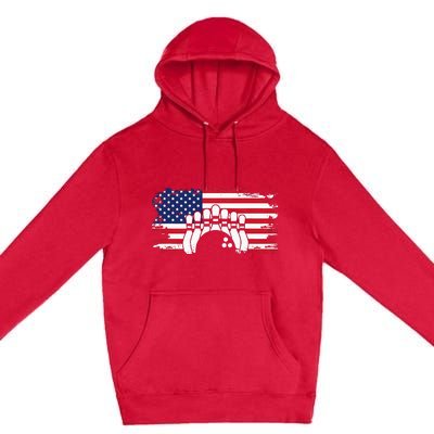 American Flag Bowling Apparel Bowling Premium Pullover Hoodie