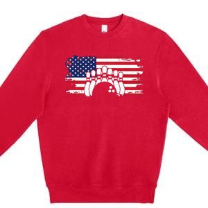 American Flag Bowling Apparel Bowling Premium Crewneck Sweatshirt