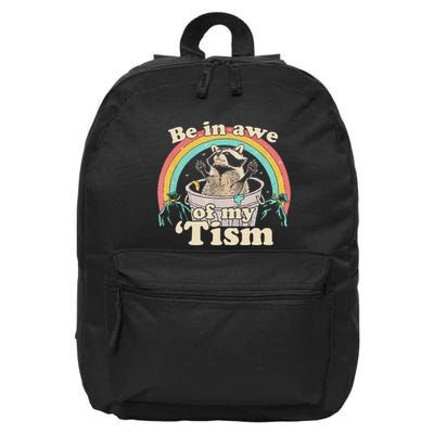 Autism Funny Be In Awe Of My Tism Meme Autistic Raccoon 16 in Basic Backpack