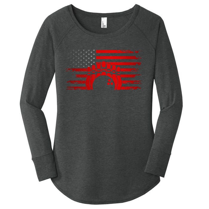 American Flag Bowling Apparel Bowling Women's Perfect Tri Tunic Long Sleeve Shirt