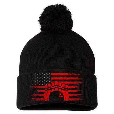 American Flag Bowling Apparel Bowling Pom Pom 12in Knit Beanie