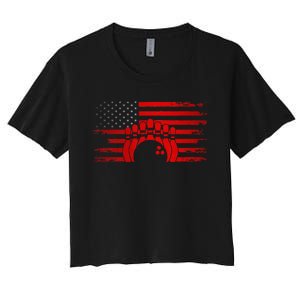 American Flag Bowling Apparel Bowling Women's Crop Top Tee