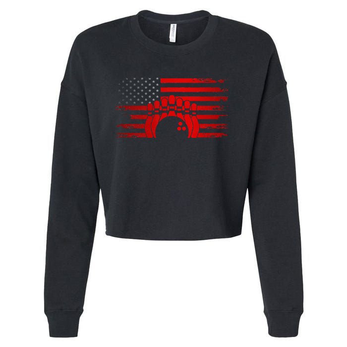 American Flag Bowling Apparel Bowling Cropped Pullover Crew